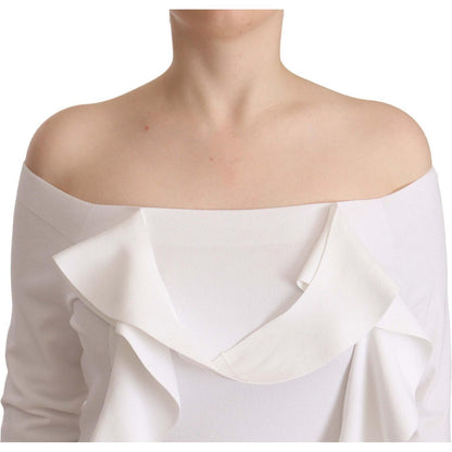EXTERIOR White Long Sleeves Off Shoulder Women Top Blouse EXTERIOR