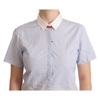 AGLINI Light Blue Cotton Short Sleeves Collared Polo Top AGLINI