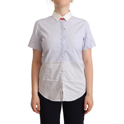 AGLINI Light Blue Cotton Short Sleeves Collared Polo Top AGLINI