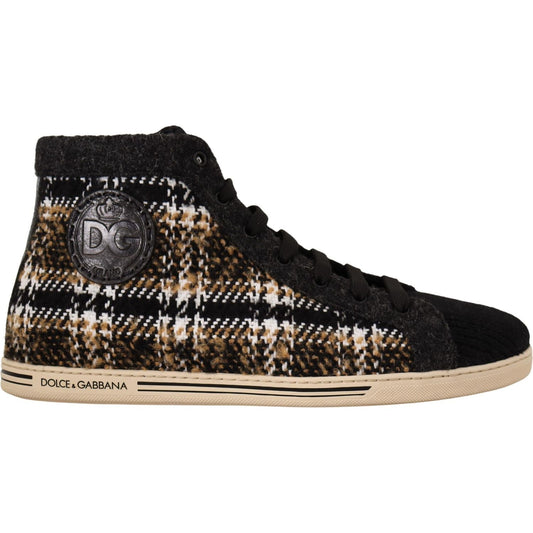 Dolce & Gabbana Beige Brown Wool Cotton High Top Sneakers 1728,67345645728,Beige,Dolce & Gabbana,EU44/US11,High Tops - Sneakers - Shoes,leather,Material: Cotton,Men,Men - Shoes,New with tags,Shoes,Sneakers - Men - Shoes,Sneakers - Shoes,wool