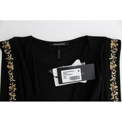 Roccobarocco Black Embellished Jersey Mini Sheath Short Dress Dresses