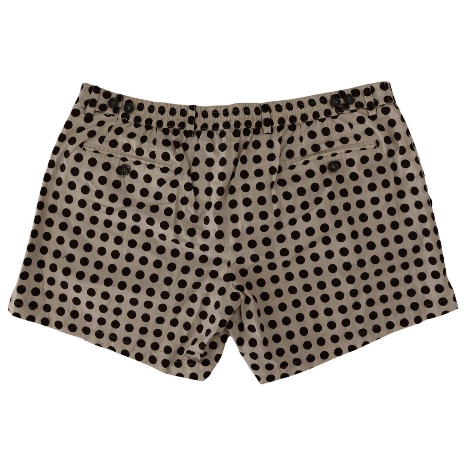Dolce & Gabbana Black White Polka Dots Cotton Linen Shorts