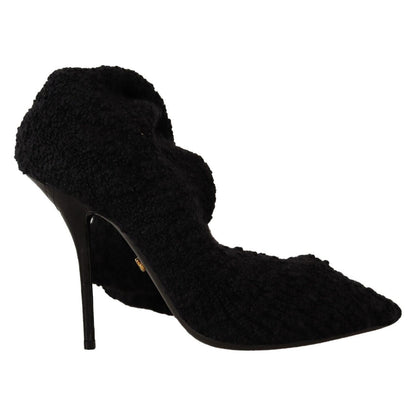 Dolce & Gabbana Black Stretch Socks Knee High Booties Shoes
