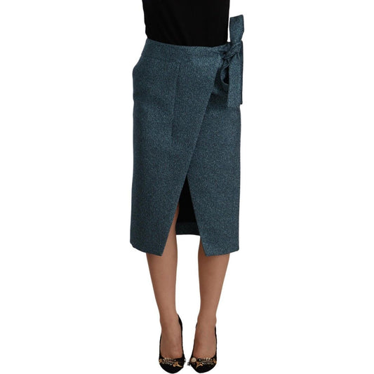 Koonhor Blue High Waist Pencil Straight Wrap Style Skirt SKI1658 - 42