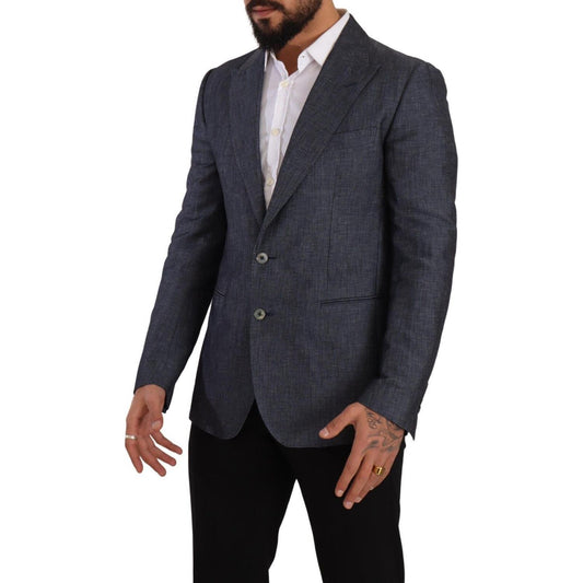 Dolce & Gabbana Blue Linen Cotton Jacket TAORMINA Blazer KOS1921 - 48
