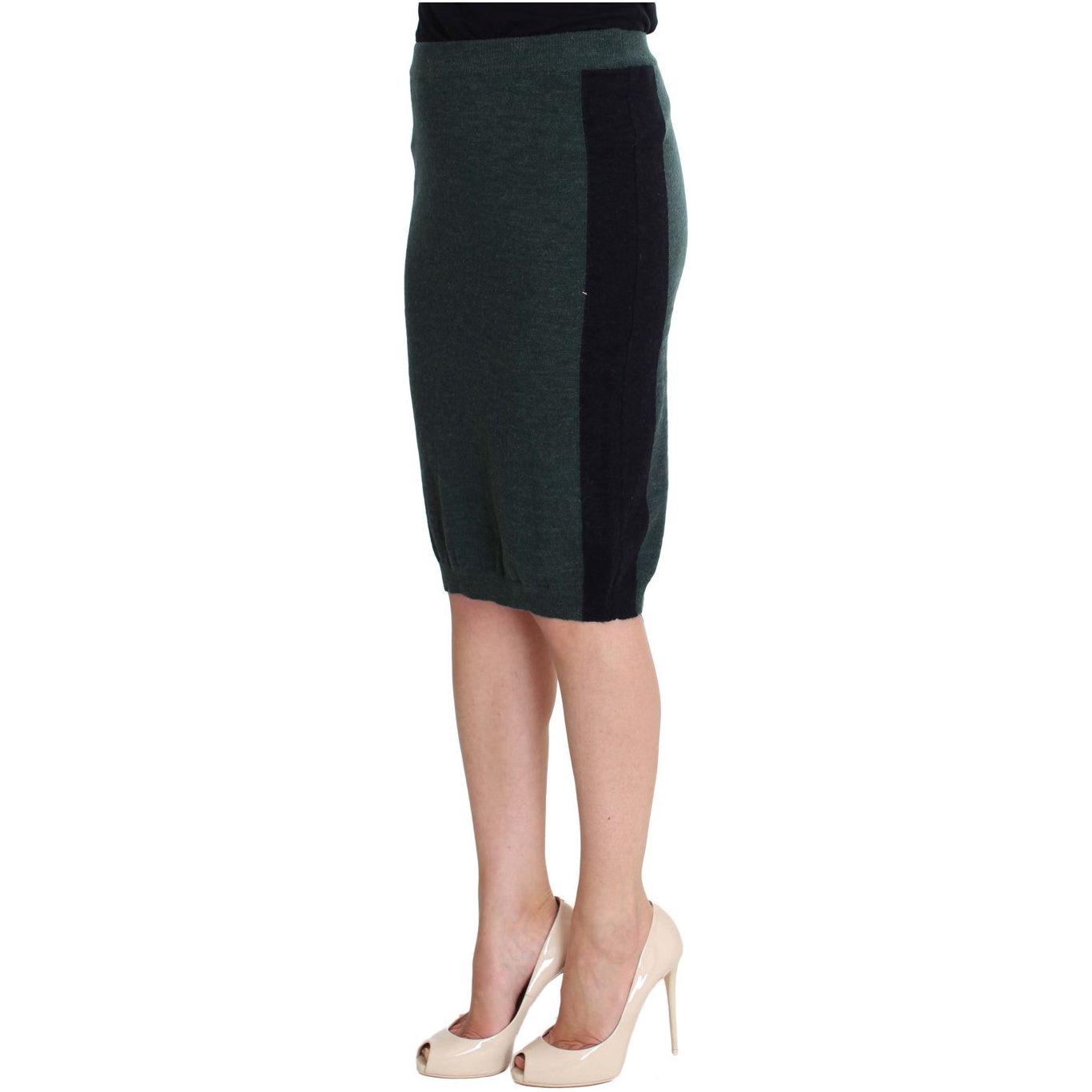 MILA SCHÖN Green Wool Blend Pencil Skirt
