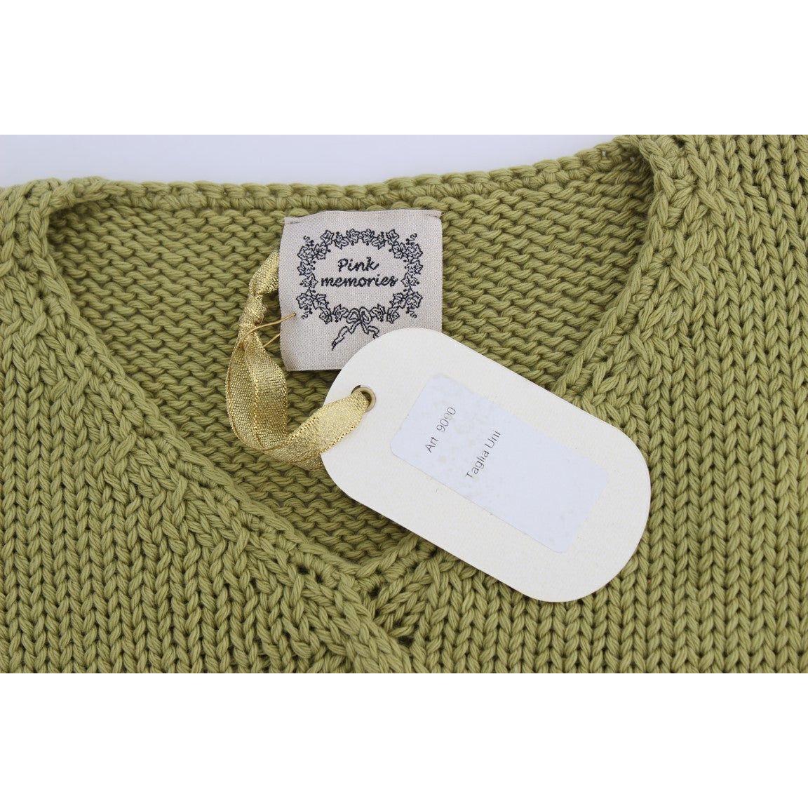 PINK MEMORIES Green Cotton Blend Knitted Sleeveless Sweater PINK MEMORIES