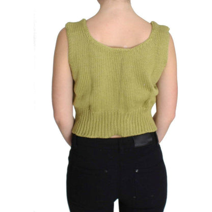 PINK MEMORIES Green Cotton Blend Knitted Sleeveless Sweater PINK MEMORIES