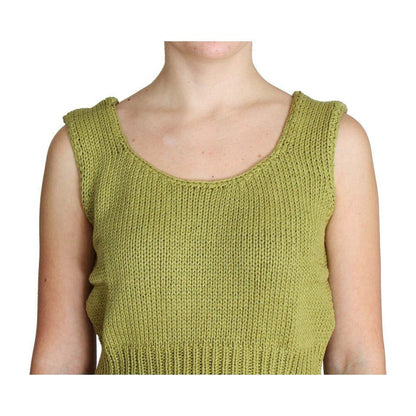PINK MEMORIES Green Cotton Blend Knitted Sleeveless Sweater PINK MEMORIES