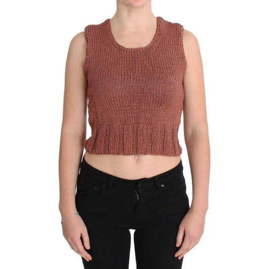 PINK MEMORIES Red Cotton Blend Knitted Sleeveless Sweater PINK MEMORIES
