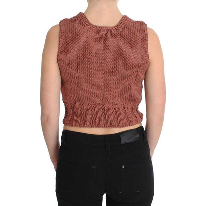 PINK MEMORIES Red Cotton Blend Knitted Sleeveless Sweater
