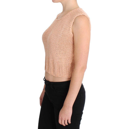 PINK MEMORIES Pink Cotton Blend Knitted Sleeveless Sweater PINK MEMORIES