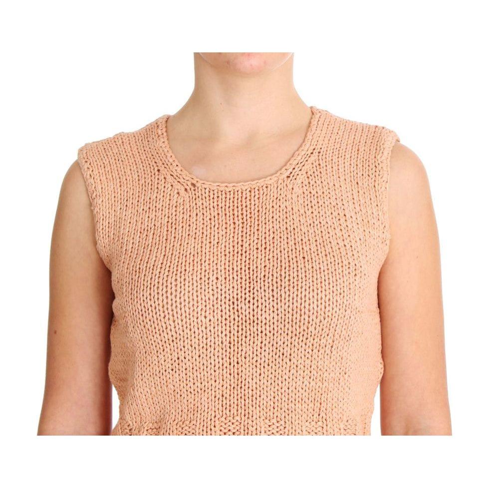 PINK MEMORIES Pink Cotton Blend Knitted Sleeveless Sweater PINK MEMORIES