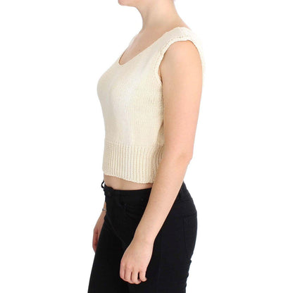 PINK MEMORIES Beige Cotton Blend Knitted Sleeveless Sweater PINK MEMORIES