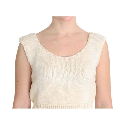 PINK MEMORIES Beige Cotton Blend Knitted Sleeveless Sweater PINK MEMORIES