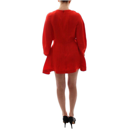 Fyodor Golan Red Mini Linen 3/4 Sleeve Sheath Dress Fyodor Golan