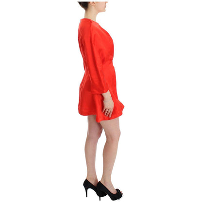 Fyodor Golan Red Mini Linen 3/4 Sleeve Sheath Dress Fyodor Golan