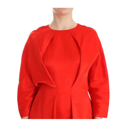Fyodor Golan Red Mini Linen 3/4 Sleeve Sheath Dress Fyodor Golan