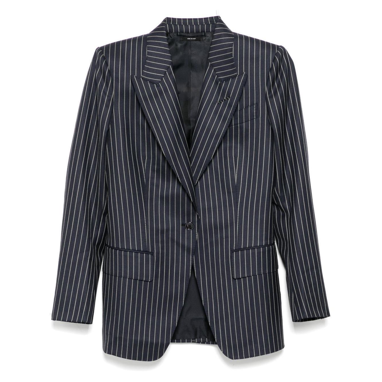 Tom Ford Pinstripe single-breasted blazer GI3005FAX1404ZHBBY-P25