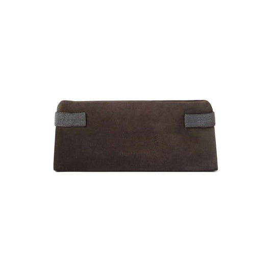 Brunello Cucinelli Essence pouch bag in suede with precious bands