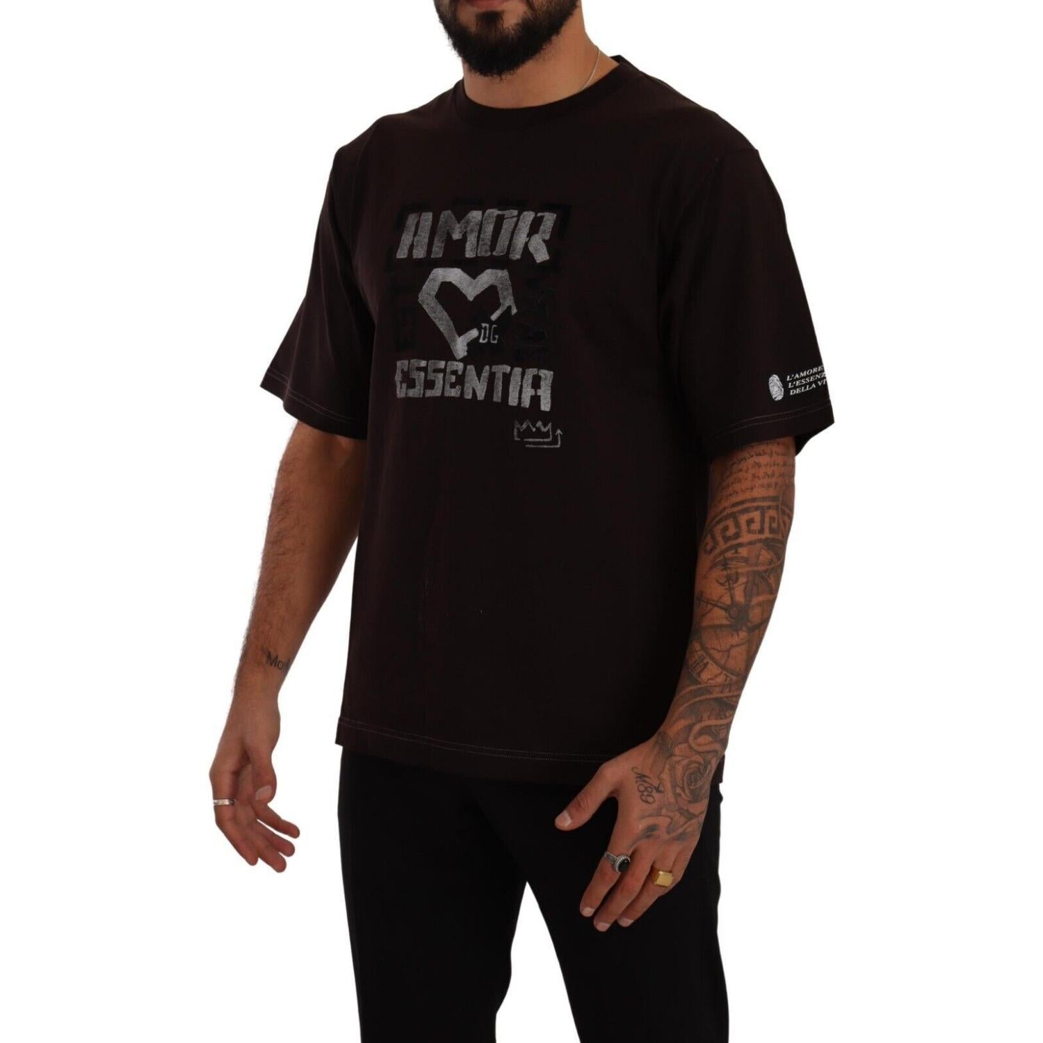 Dolce & Gabbana Bordeaux Cotton L-Amore Print Crewneck T-shirt