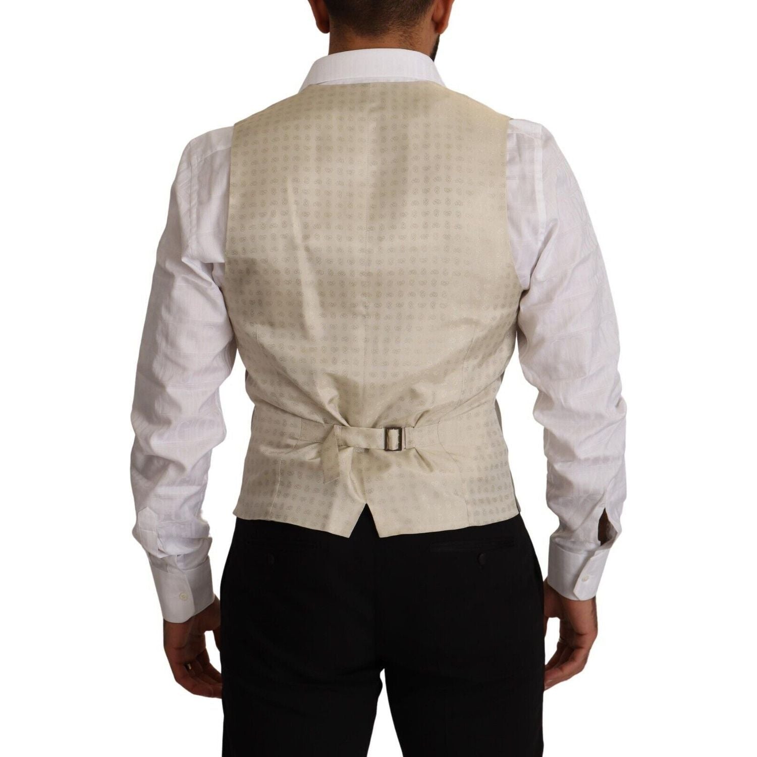 Dolce & Gabbana Beige Wool Single Breasted Waistcoat Vest