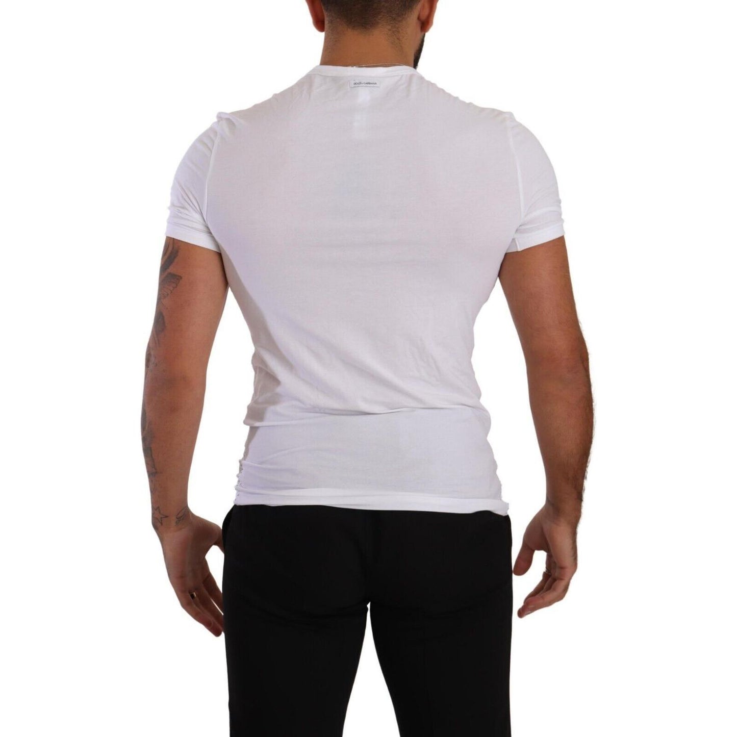Dolce & Gabbana White Round Neck Cotton Stretch T-shirt Underwear