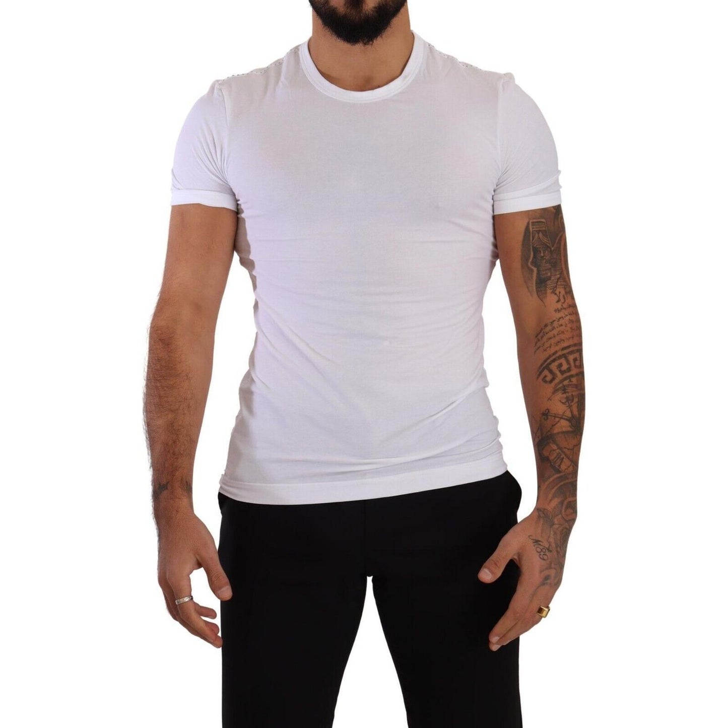 Dolce & Gabbana White Round Neck Cotton Stretch T-shirt Underwear