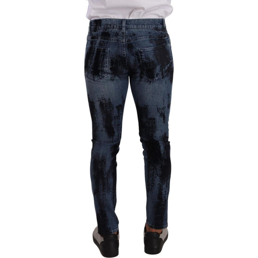 Dolce & Gabbana Blue Black Cotton Skinny Denim Jeans PAN72720 - 48