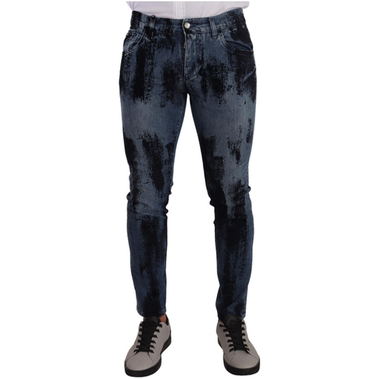 Dolce & Gabbana Blue Black Cotton Skinny Denim Jeans PAN72720 - 48