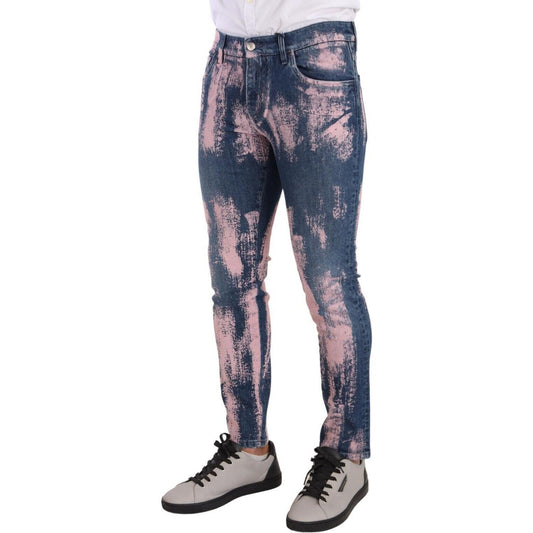 Dolce & Gabbana Blue Pink Tie Dye Cotton Skinny Denim Jeans PAN72728 - 48
