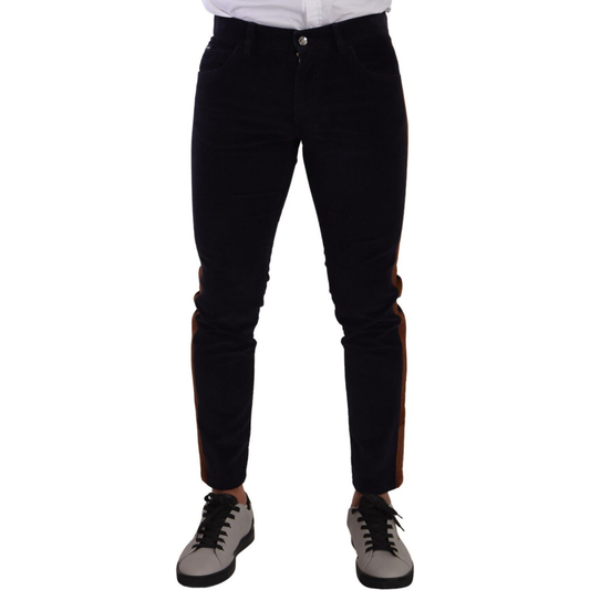 Dolce & Gabbana Blue Cotton Stretch Skinny Corduroy Jeans PAN72746 - 48