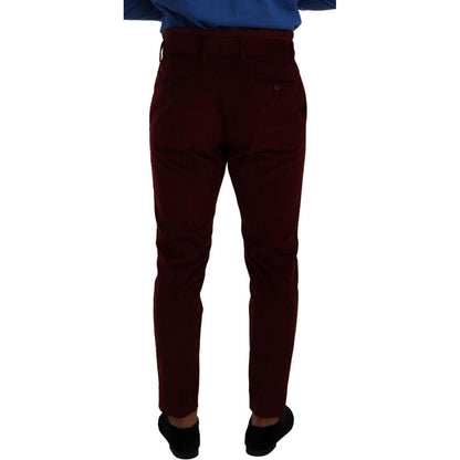 Dolce & Gabbana Bordeaux Velvet Mens Formal Trouser Dress Pants