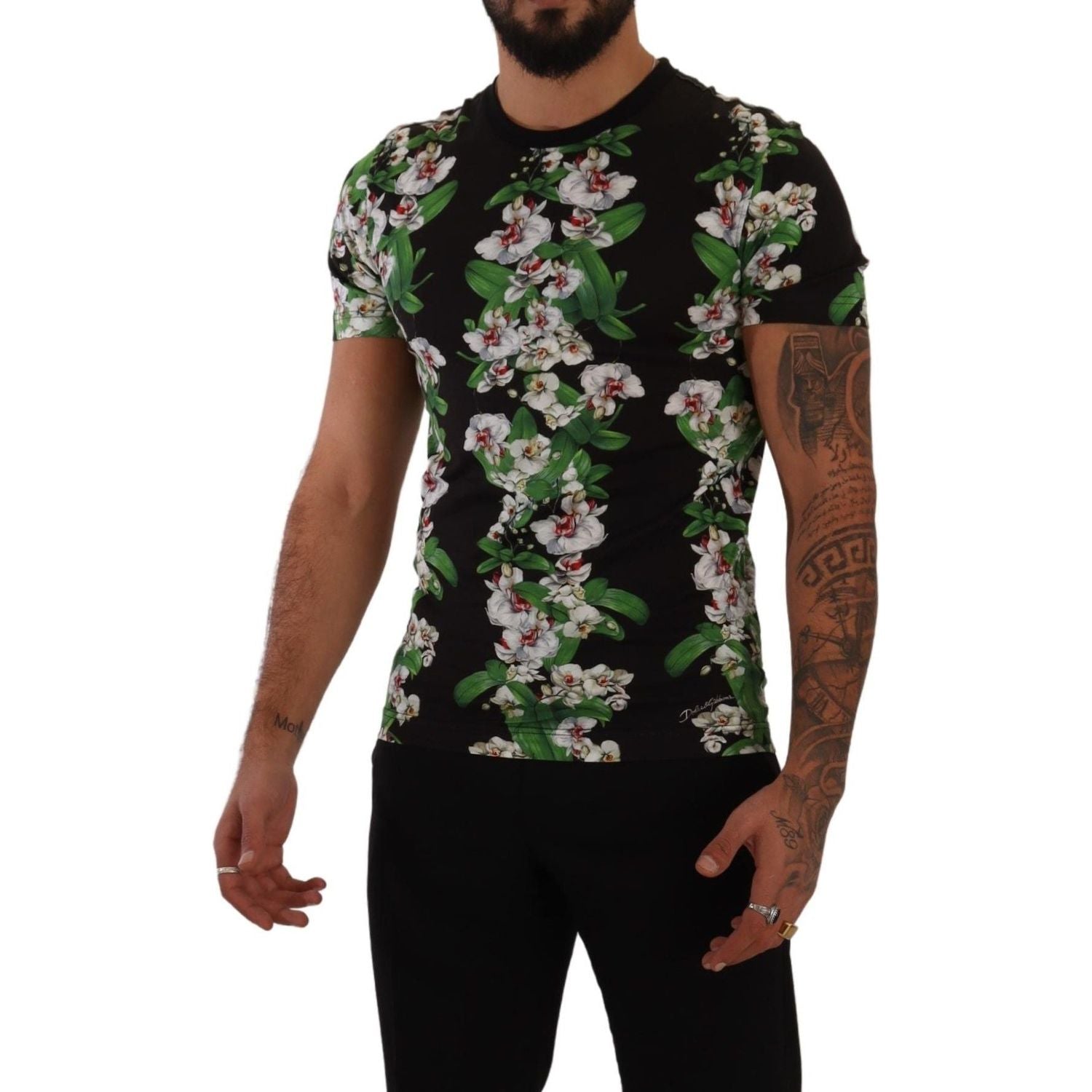 Dolce & Gabbana Black Floral Print Crewneck T-shirt