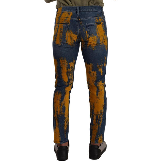 Dolce & Gabbana Blue Yellow Dye Cotton Skinny Men Denim Jeans PAN72909 - 46