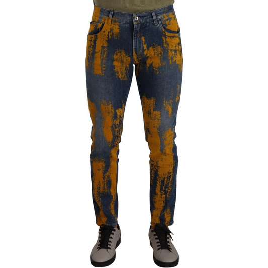 Dolce & Gabbana Blue Yellow Dye Cotton Skinny Men Denim Jeans PAN72909 - 46