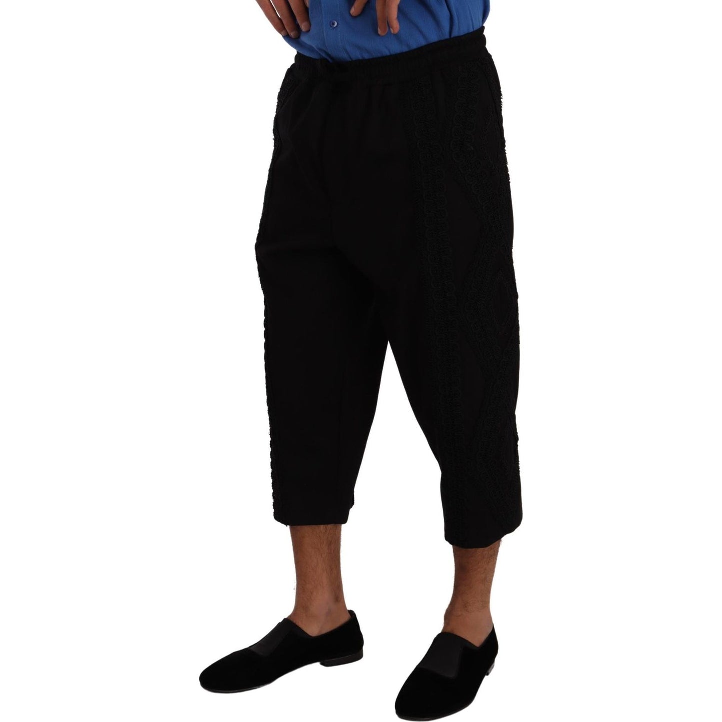Dolce & Gabbana Black Cotton Torero Cropped Short Trouser Pants