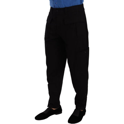 Dolce & Gabbana Black Cotton Stretch Tapered Cargo Pants