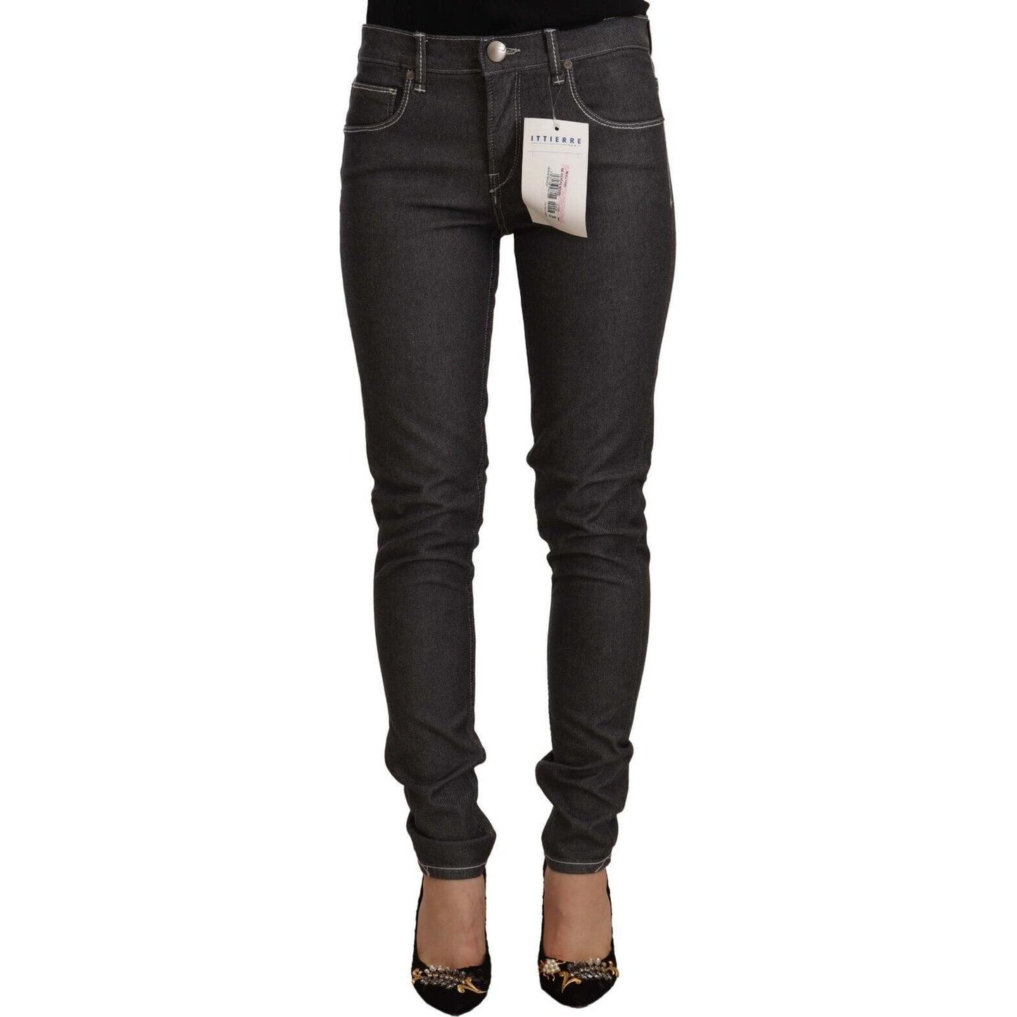 Acht Black Low Waist Skinny Denim Slim Fit Jeans Acht