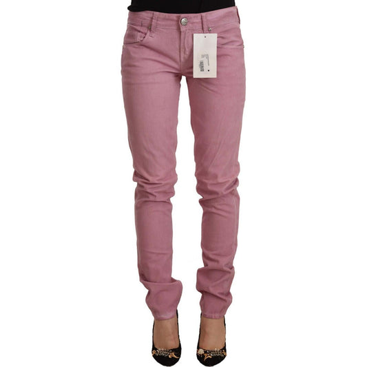 Acht Pink Cotton Slim Fit Women Denim Skinny Jeans Acht