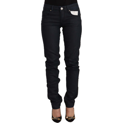 Acht Black Cotton Low Waist Slim Fit Denim Jeans Acht