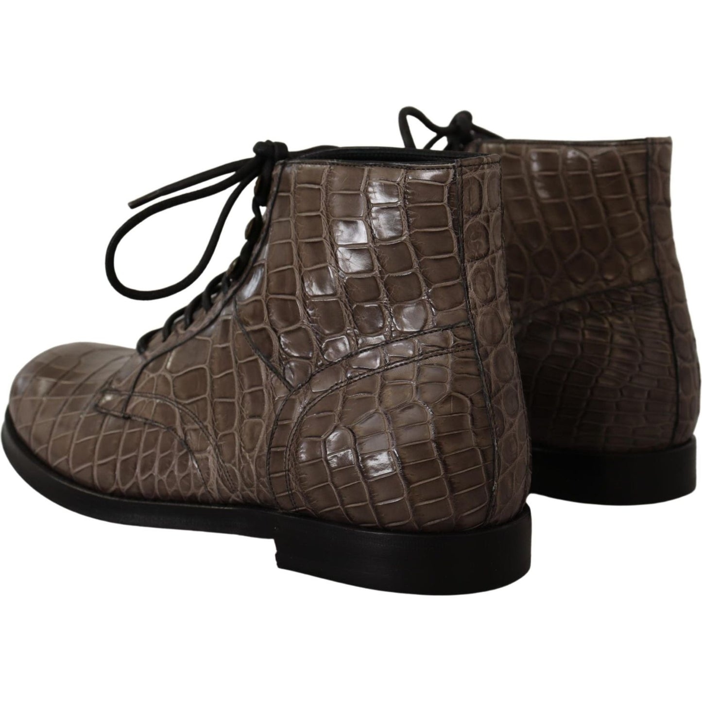 Dolce & Gabbana Gray Crocodile Leather Derby Boots 1728,67345645728,Boots - Men - Shoes,Boots - Shoes,Dolce & Gabbana,EU42/US9,Gray,Lace-Up Boots - Boots - Shoes,Material: 100% Crocodile,Men,Men - Shoes,New with tags,Shoes