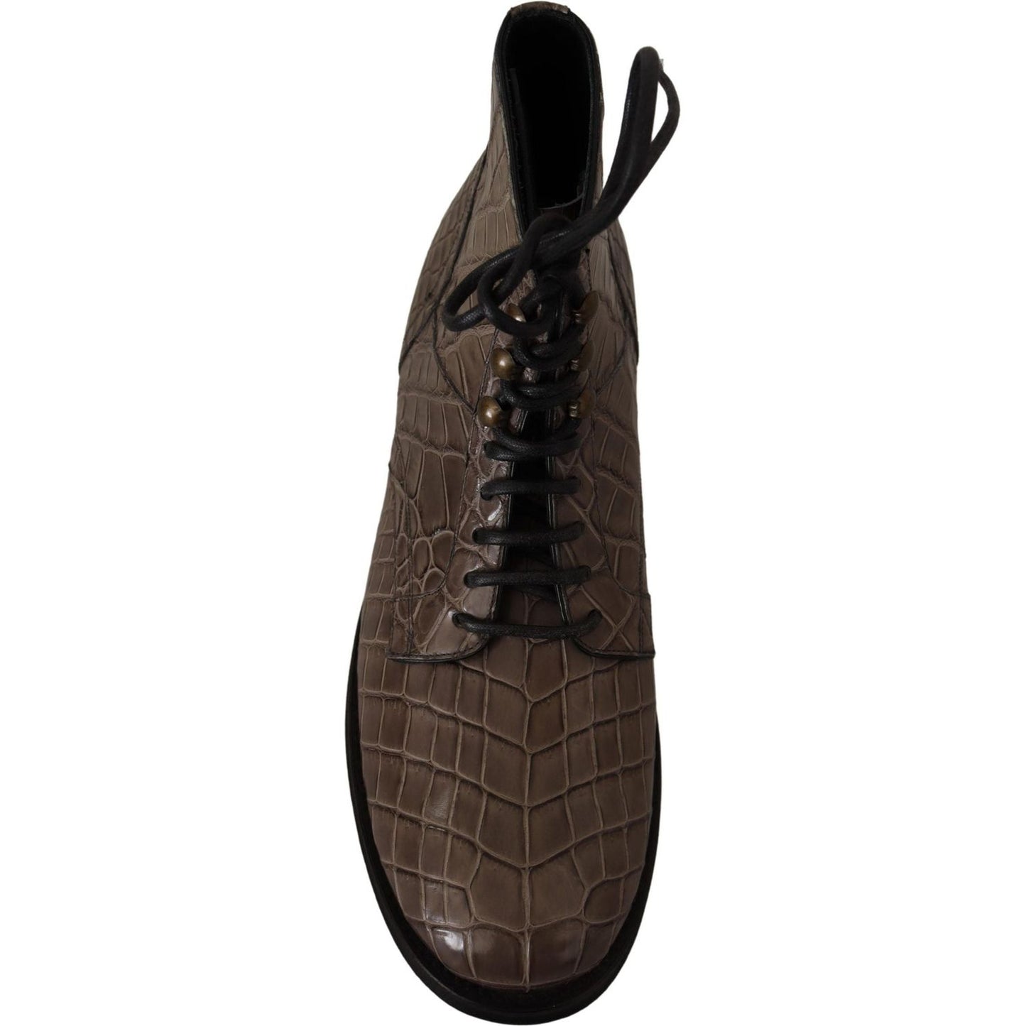 Dolce & Gabbana Gray Crocodile Leather Derby Boots 1728,67345645728,Boots - Men - Shoes,Boots - Shoes,Dolce & Gabbana,EU42/US9,Gray,Lace-Up Boots - Boots - Shoes,Material: 100% Crocodile,Men,Men - Shoes,New with tags,Shoes
