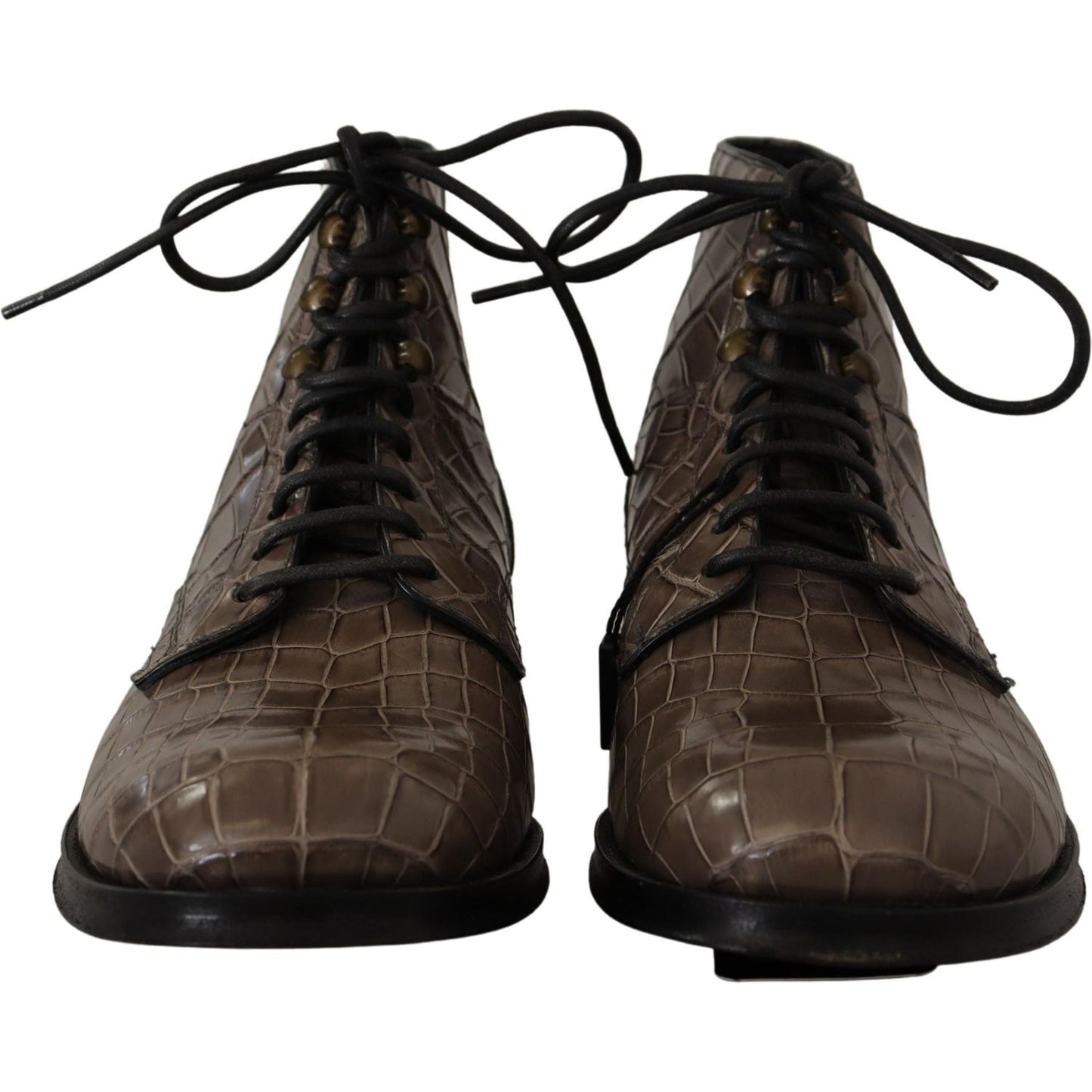 Dolce & Gabbana Gray Crocodile Leather Derby Boots 1728,67345645728,Boots - Men - Shoes,Boots - Shoes,Dolce & Gabbana,EU42/US9,Gray,Lace-Up Boots - Boots - Shoes,Material: 100% Crocodile,Men,Men - Shoes,New with tags,Shoes