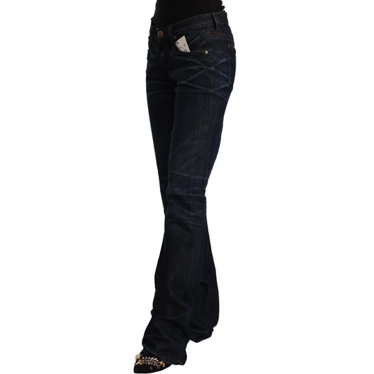 Ermanno Scervino Dark Blue Mid Waist Cotton Denim Straight Jeans SIG12473 - 26
