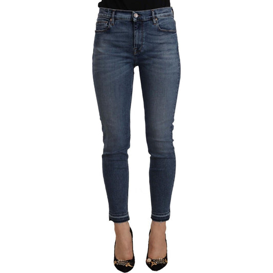 Don The Fuller Blue Mid Waist Cotton Denim Slim Fit Cropped Jeans PAN72454 - 32