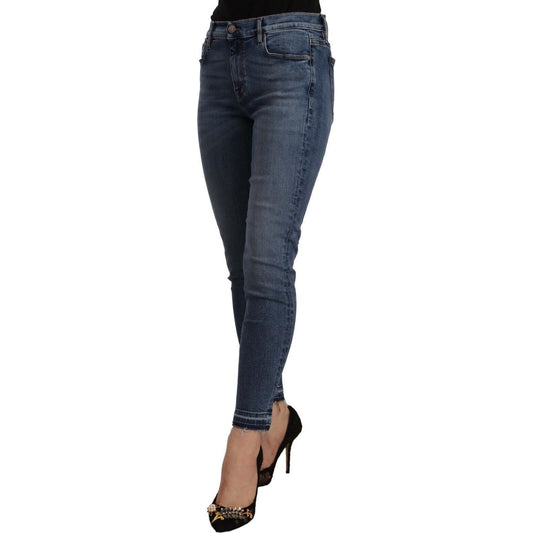 Don The Fuller Blue Mid Waist Cotton Denim Slim Fit Cropped Jeans PAN72454 - 32