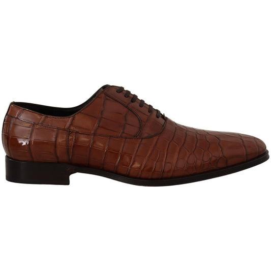 Dolce & Gabbana Brown Crocodile Leather Mens Formal Derby Shoes 1728,67345645728,Brown,Dolce & Gabbana,EU44/US11,Formal - Men - Shoes,Material: 100% exotic skin Crocodile leather,Men,Men - Shoes,New with tags,Oxfords and Derbies - Shoes,Shoes