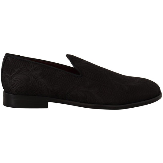 Dolce & Gabbana Black Floral Brocade Slippers Loafers Shoes 1728,67345645728,Black,Dolce & Gabbana,EU39/US6,Loafers - Men - Shoes,Loafers - Shoes,Material: 51% Viscose 44% Cotton 3% Silk 2% Polyester,Men,Men - Shoes,New with tags,Shoes,Slip-On Loafers - L
