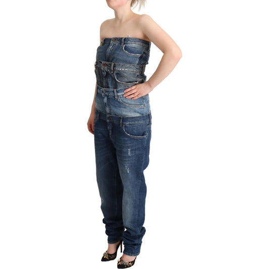 Dolce & Gabbana Dark Blue Cotton Strapless Denim Jumpsuit Dress PAN72794 - 40